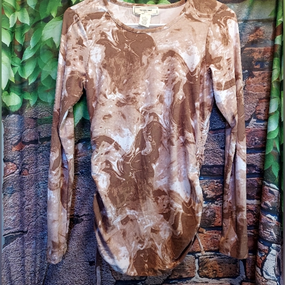 Boho Marble Print Cinched Sides Top